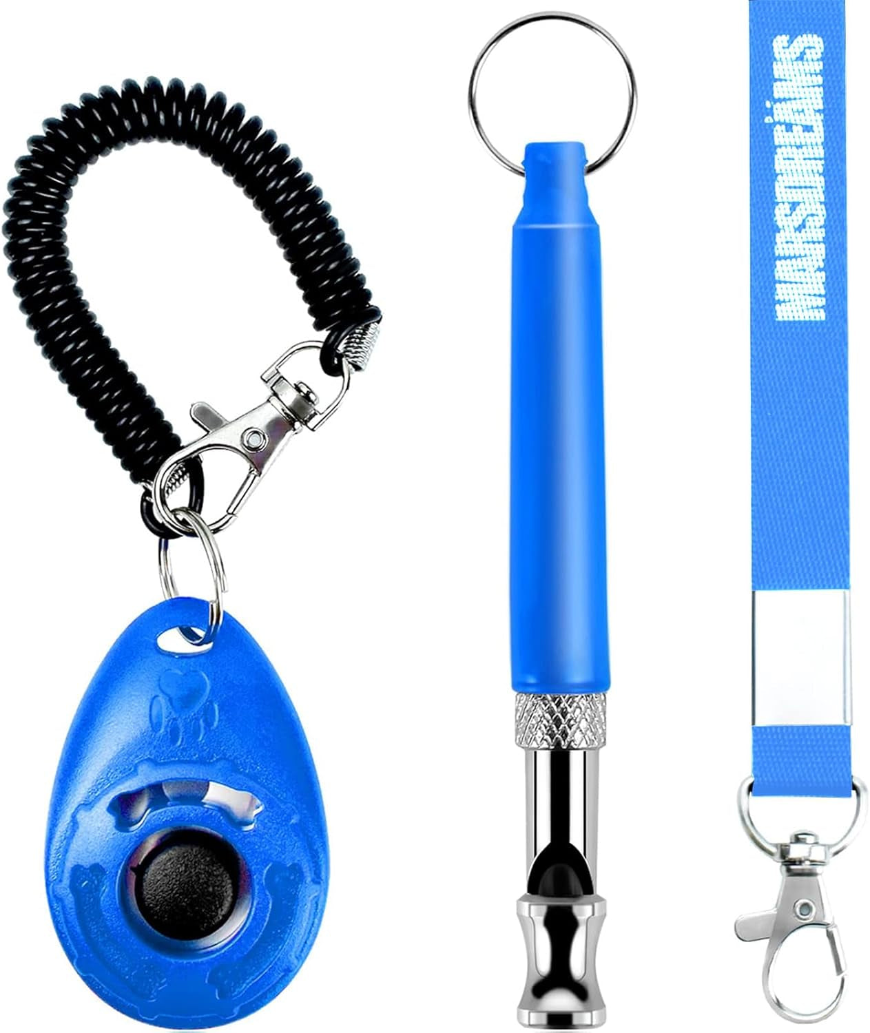 Pet Training Clicker & Whistle Set With Lanyard (3-Pack) - Adjustable Frequency Long-Range Behavior & Bark Control, Training Accessories for Dogs & Puppies