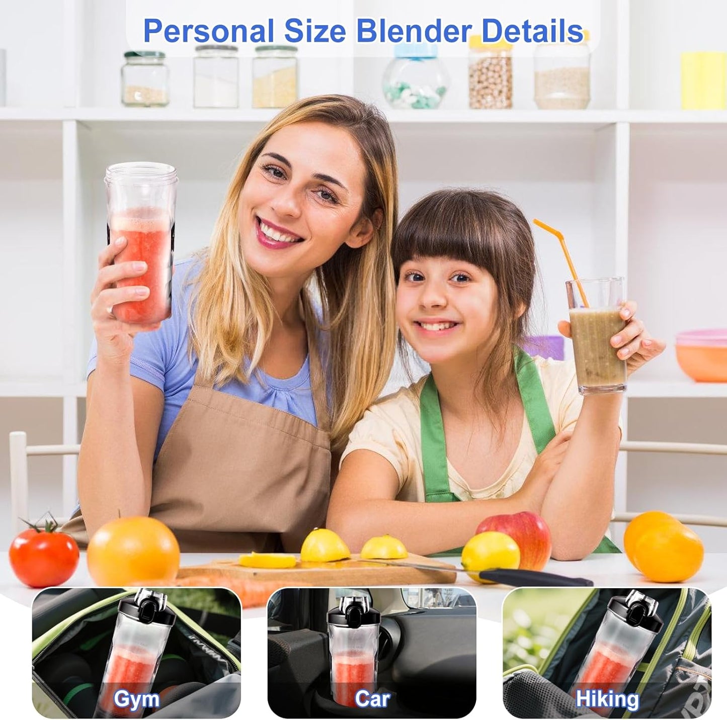 Portable Blender with 20oz Cup and Lid โ USB Rechargeable, Perfect for Smoothies On-the-Go
