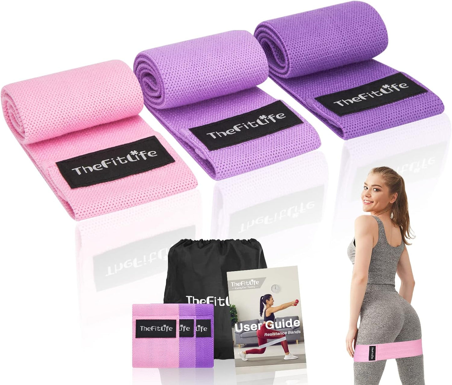 Fabric Resistance Bands - Booty & Glutes Lift, Legs & Thighs Toning, Squat & Hips, Workout Loop Bands for Home Fitness