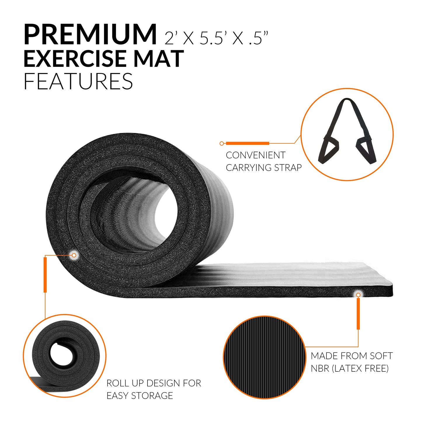 High Density Exercise Mat with a Carry Strap