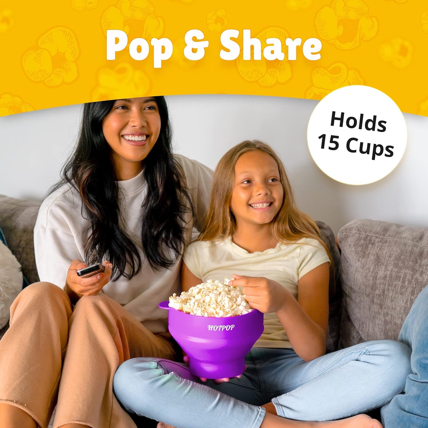 Silicone Microwave Popcorn Popper Bowl - Collapsible, Oil-Free, BPA-Free, Healthy & Yummy Snack Maker