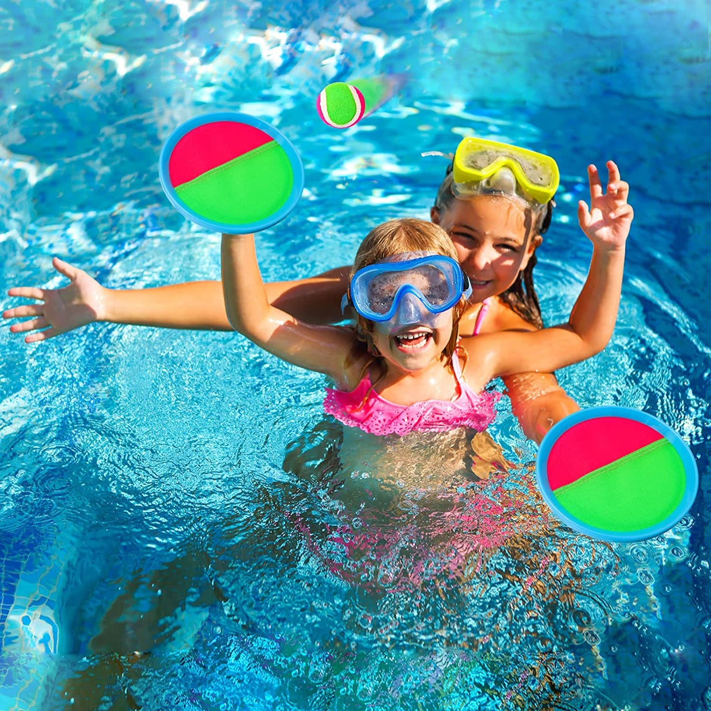 Toss and Catch Paddle Ball Game - Outdoor Beach Pool Sand and Everywhere Toy or Gift (2 Paddles 2 Balls)