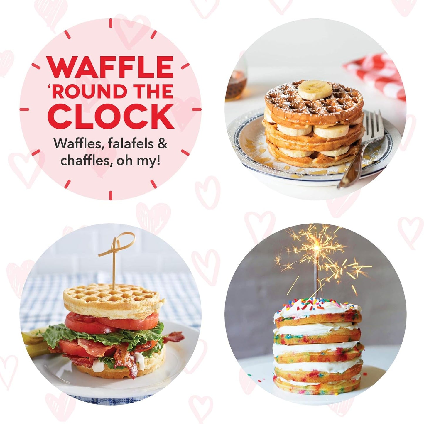 Mini Hash-Brown & Waffle Maker - Quick & Easy, Nonstick, 4 Inch Red Heart