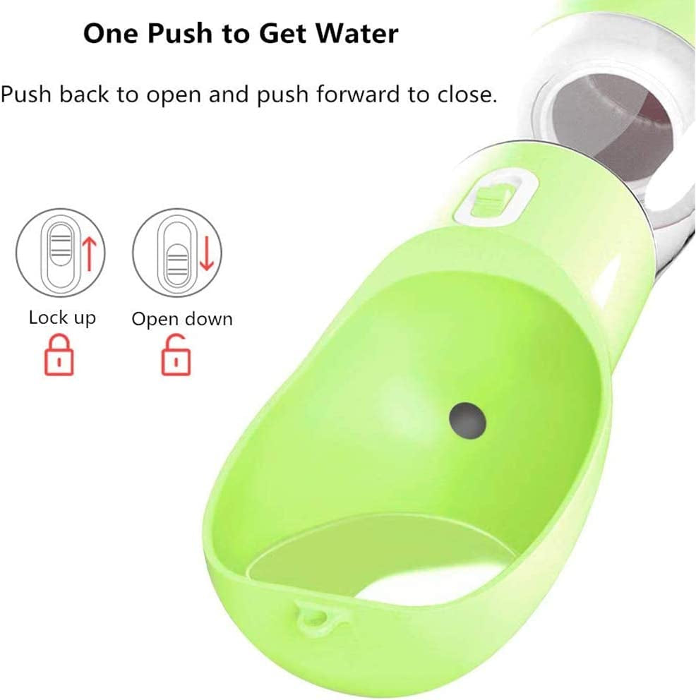 Portable Dog Water Bottle with Food Compartment - Leak Proof, 2-in-1 Travel Dispenser for Dogs on the Go