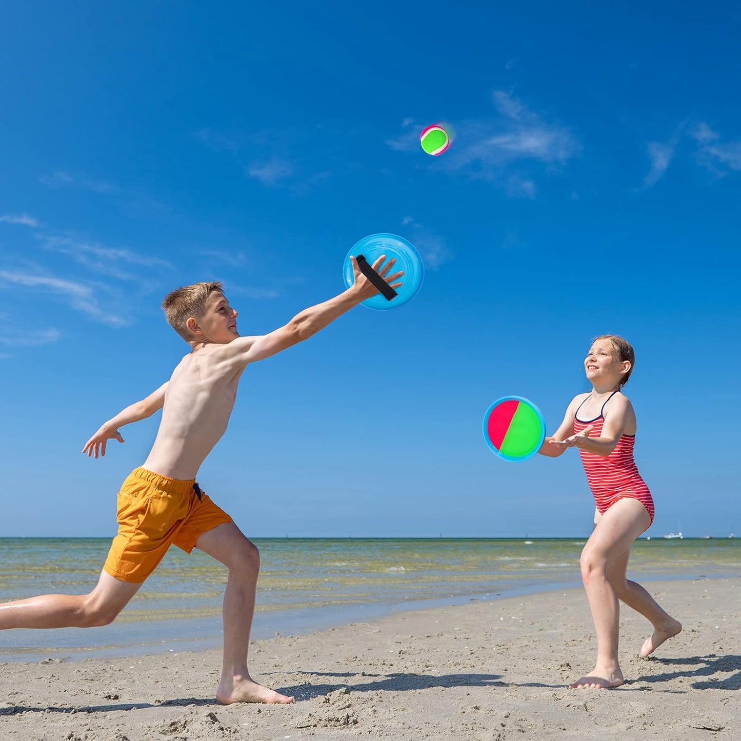 Toss and Catch Paddle Ball Game - Outdoor Beach Pool Sand and Everywhere Toy or Gift (2 Paddles 2 Balls)