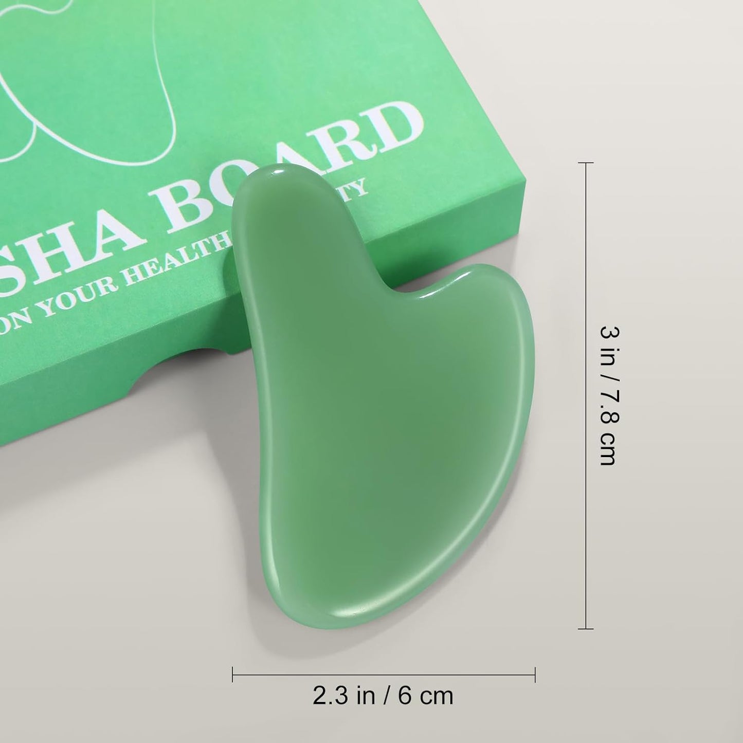 Jade Gua Sha Facial Massage Tool - Sculpt Jawline, Reduce Puffiness and Tension