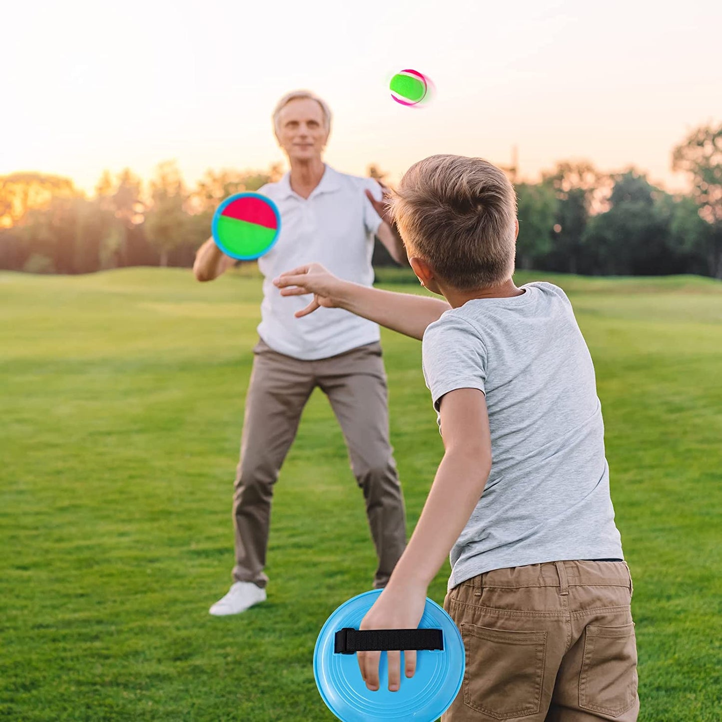 Toss and Catch Paddle Ball Game - Outdoor Beach Pool Sand and Everywhere Toy or Gift (2 Paddles 2 Balls)