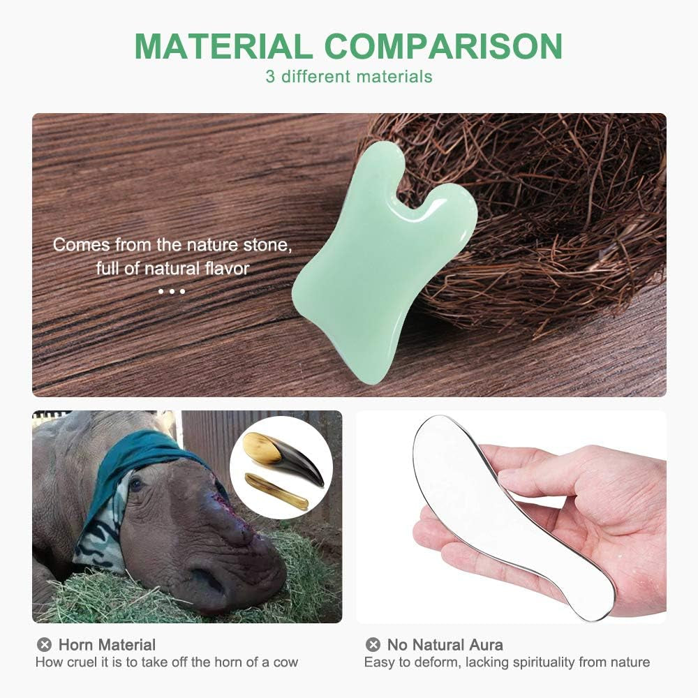 4-Piece Natural Gua Sha Stone Set for Face & Body Sculpting, Lymphatic Drainage, Muscle Release & Skin Glow