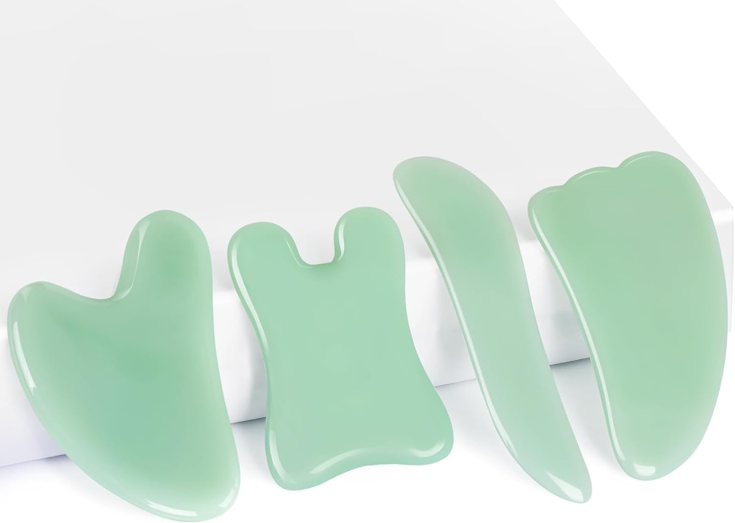 4-Piece Natural Gua Sha Stone Set for Face & Body Sculpting, Lymphatic Drainage, Muscle Release & Skin Glow