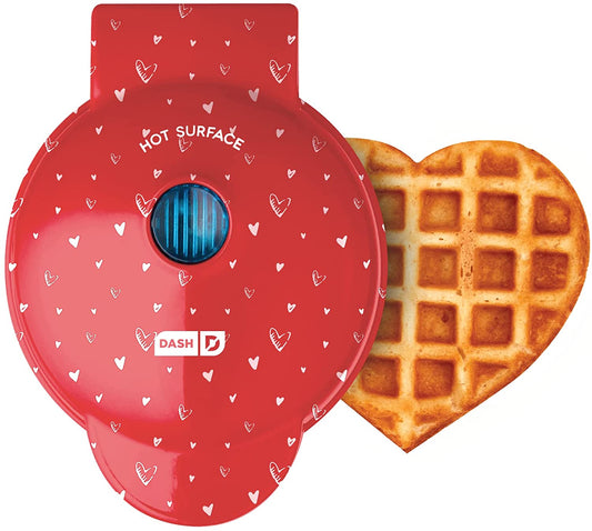 Mini Hash-Brown & Waffle Maker - Quick & Easy, Nonstick, 4 Inch Red Heart 
