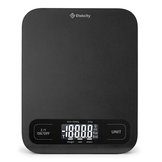 Digital Food Kitchen Scale for Weight Loss, Meal Prep and Cooking - Accurate & Easy to Use, Large Matte Black