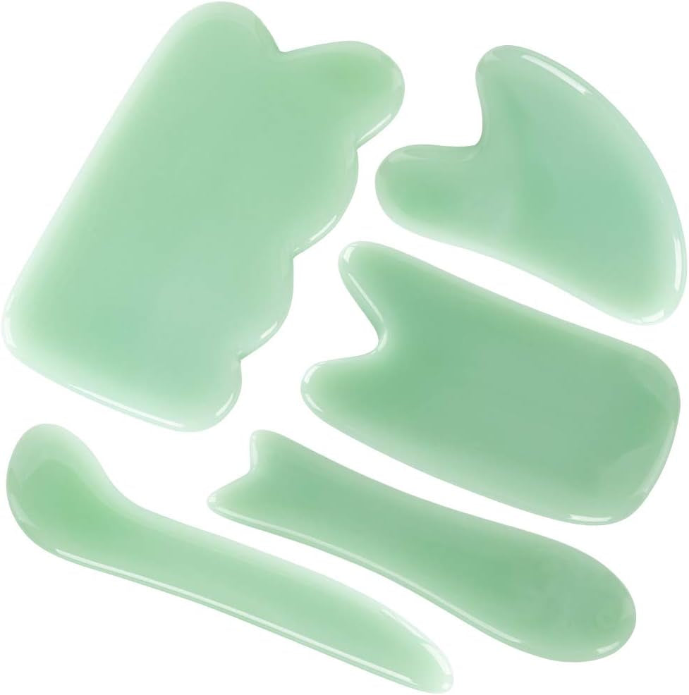 4-Piece Natural Gua Sha Stone Set for Face & Body Sculpting, Lymphatic Drainage, Muscle Release & Skin Glow