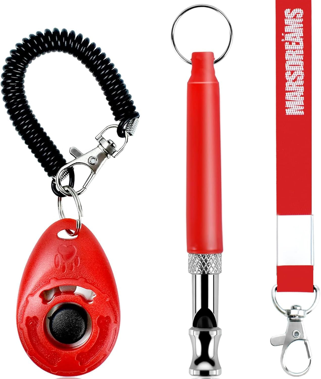 Pet Training Clicker & Whistle Set With Lanyard (3-Pack) - Adjustable Frequency Long-Range Behavior & Bark Control, Training Accessories for Dogs & Puppies 