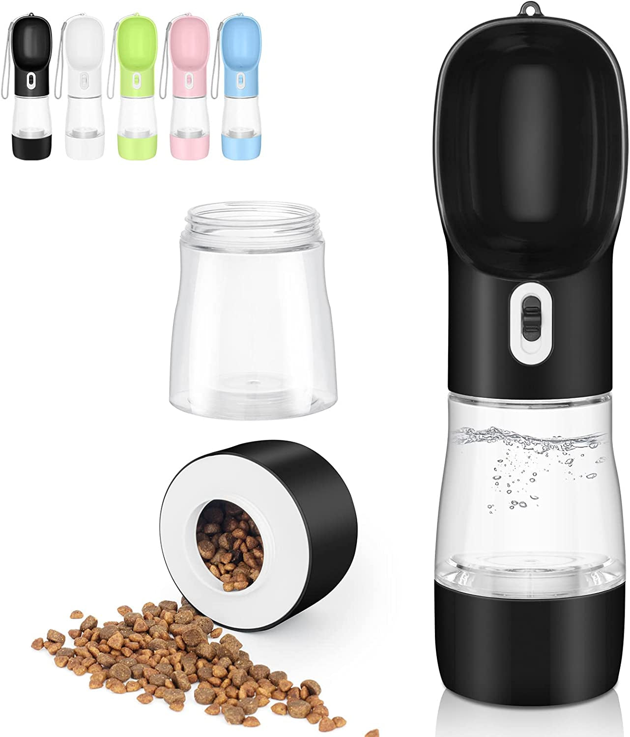 Portable Pet Water Bottle With Food Compartment - Leak Proof 2-in-1 Travel Dispenser for Dogs & Cats