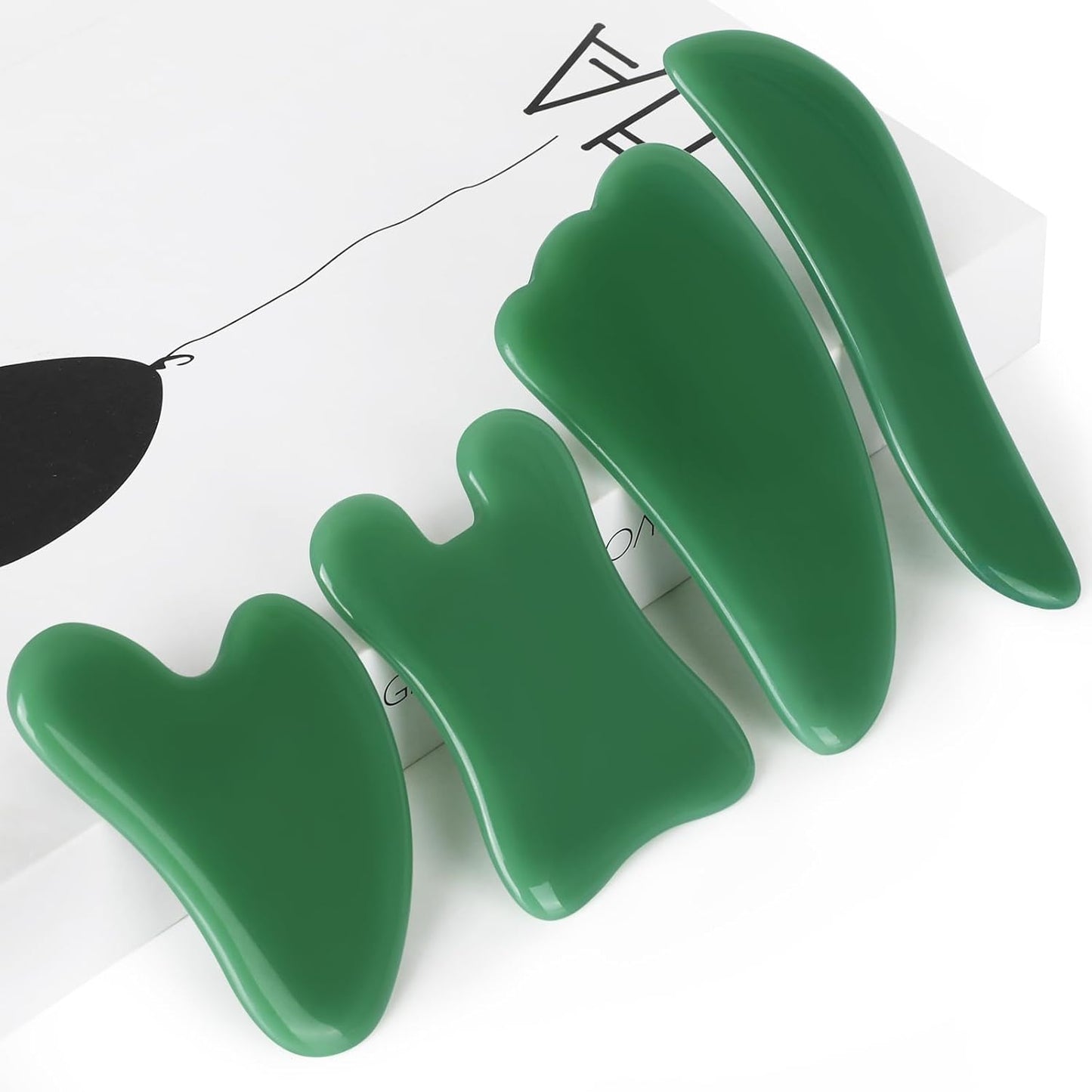 4-Piece Natural Gua Sha Stone Set for Face & Body Sculpting, Lymphatic Drainage, Muscle Release & Skin Glow