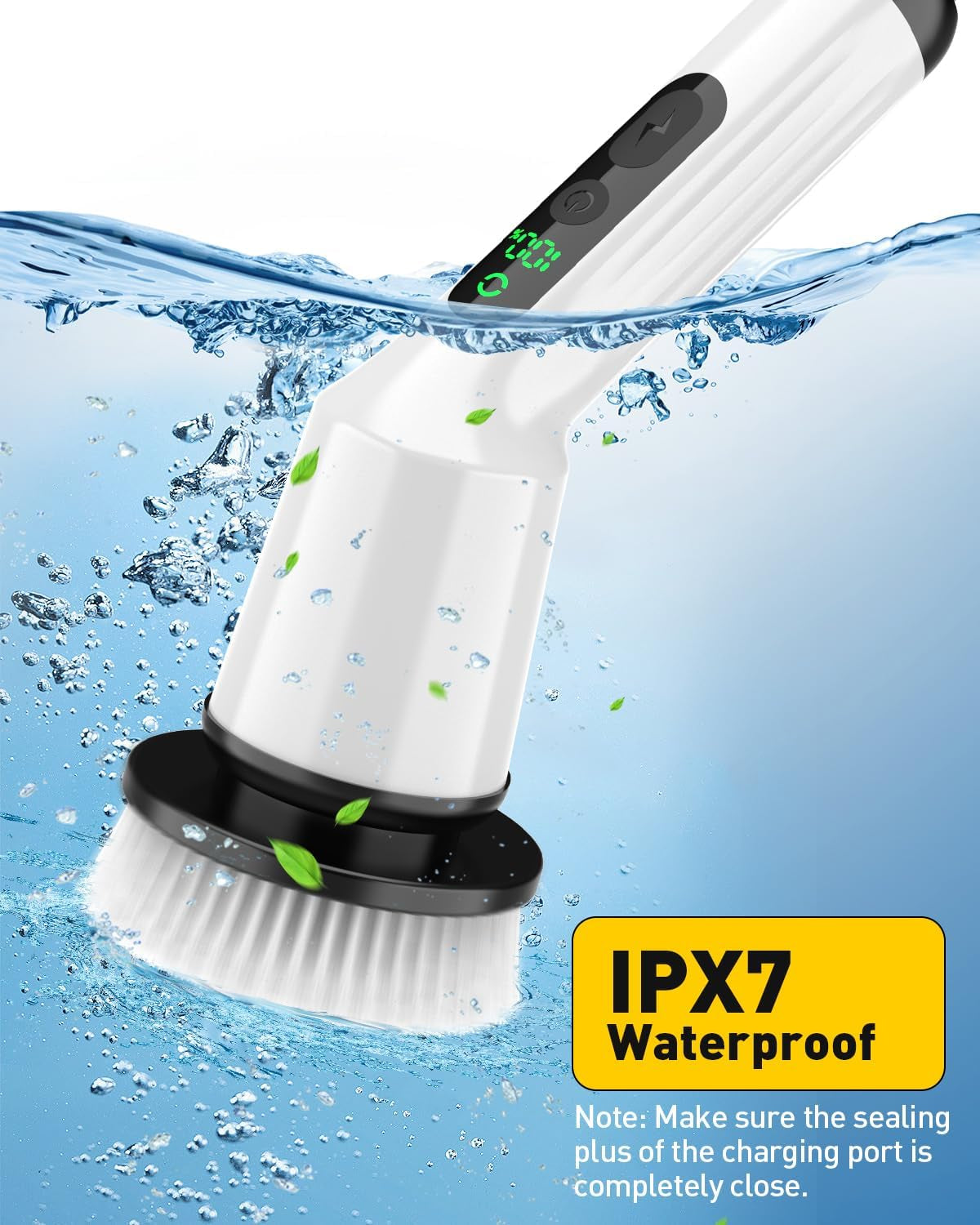 Rechargeable Electric Spin Scrubber - 3 Brush Heads, 2 Speeds, Cordless Bathroom & Tile Power Cleaner