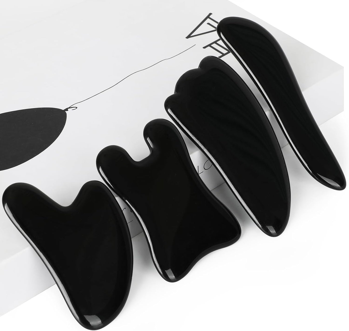 4-Piece Natural Gua Sha Stone Set for Face & Body Sculpting, Lymphatic Drainage, Muscle Release & Skin Glow