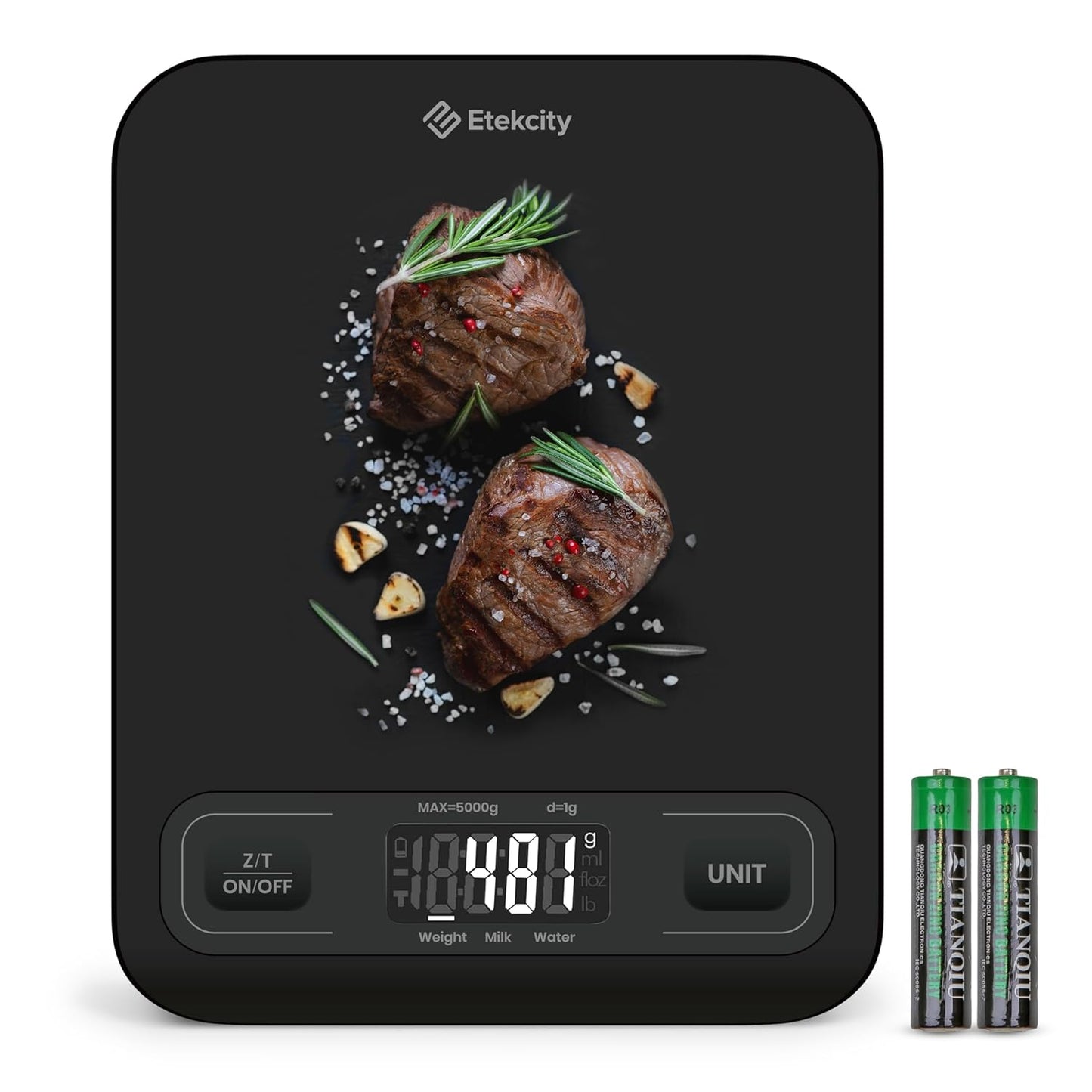 Digital Food Kitchen Scale for Weight Loss, Meal Prep and Cooking - Accurate & Easy to Use, Large Matte Black
