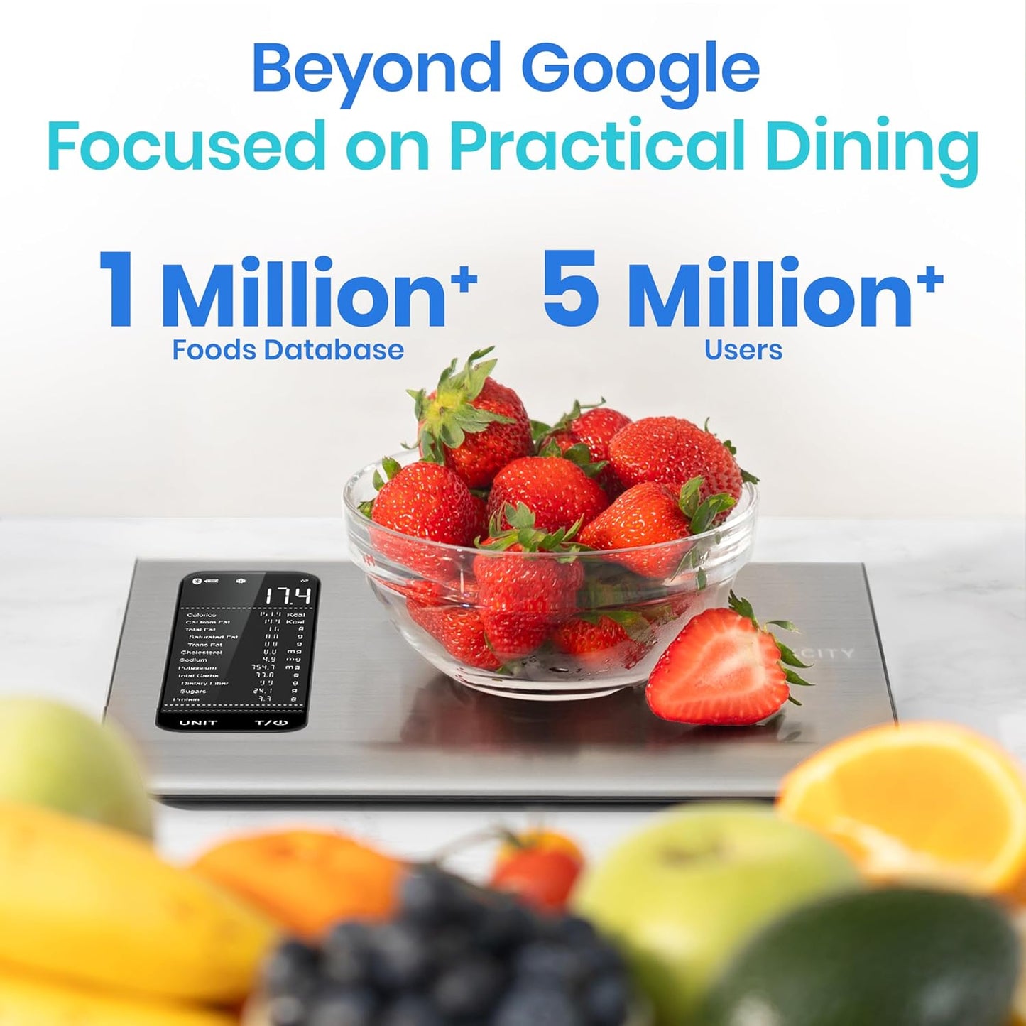 Digital Food Kitchen Scale for Weight Loss, Meal Prep and Cooking - Accurate & Easy to Use, Large Matte Black